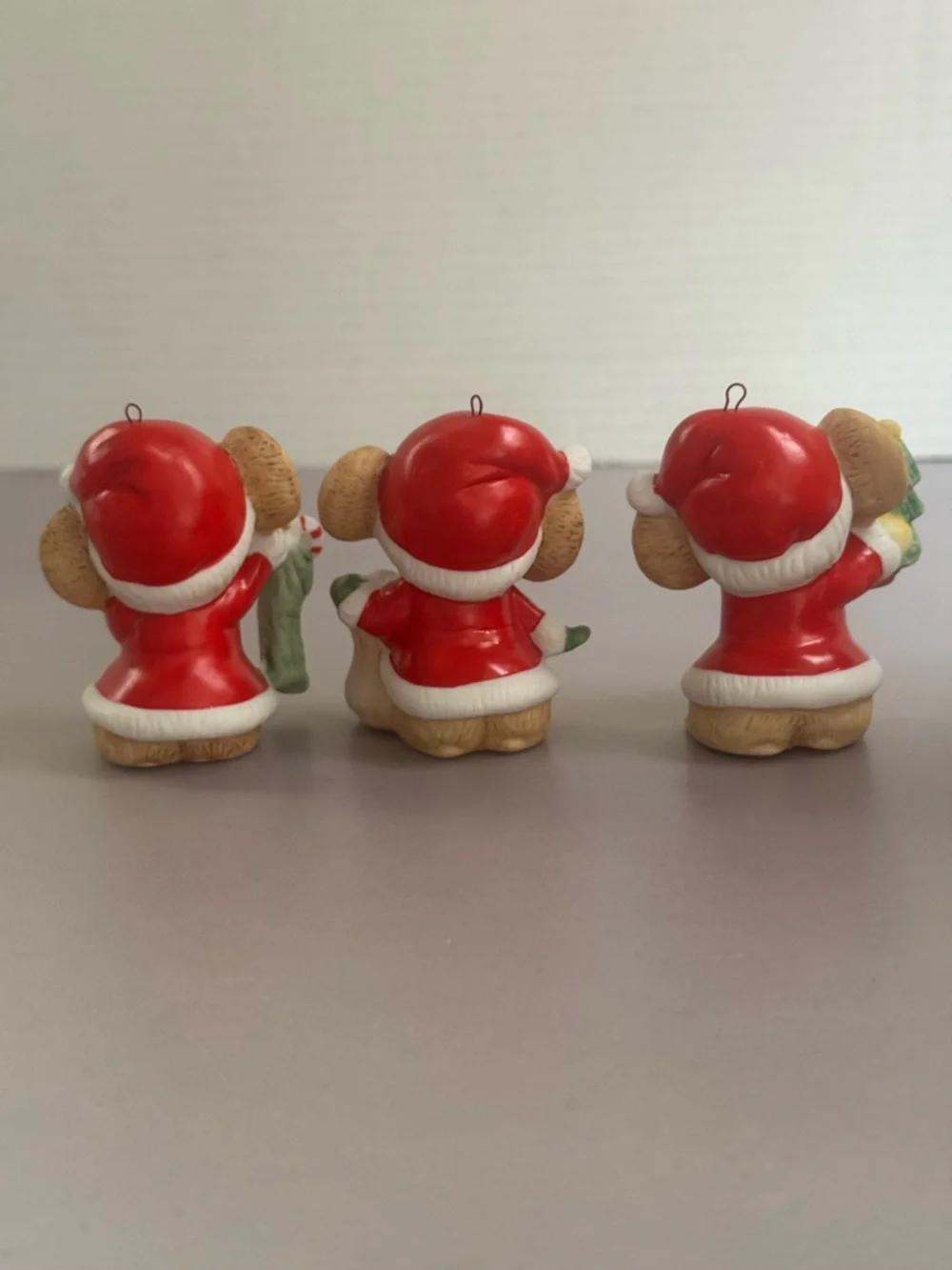 Homco Set of 3 Santa Mouse Christmas Ornaments in Red, White and Green - Picture 7 of 8